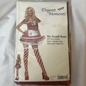 Elegant Moments Ms. Kandi Kane 4 Pc Costume Set Sexy Adult S Red White Holiday - Picture 1 of 4