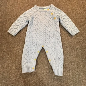 PatPat Jumpsuit Boys 3-6 Months Blue Long Sleeve Knit Sweater Romper One-Piece - Picture 1 of 8