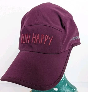 Brooks Cap Purple Running Cycling Hat Adjustable "Run Happy" Red Embroidery - Picture 1 of 6