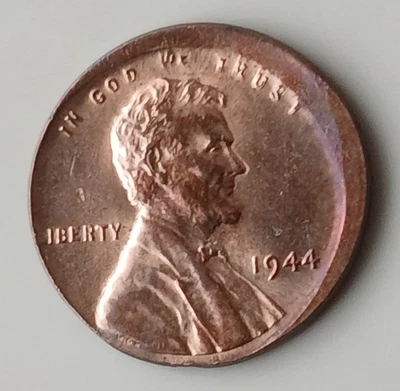 Nicely Toned 1944 5-10% Off Center Error Wheatback Penny GEM Uncirculated - Image 1 of 2
