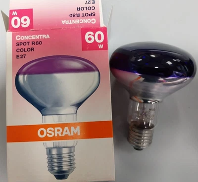 Lampadina 60w E27 spot R80 Concentra diametro 80 mm viola fucsia Osram - Immagine 1 di 4