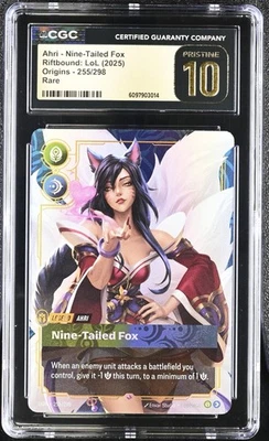 CGC 10 Pristine - Ahri Nine-Tailed Fox 255/298 Rare Riftbound League of Legends - Image 1 of 3