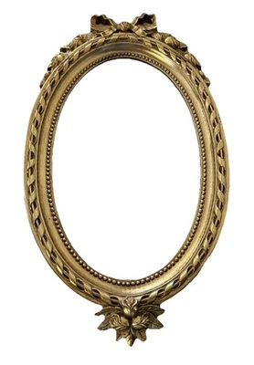 Home Interiors Hollywood Regency Gold Ornate Oval Accent Wall Mirror Bow VINTAGE - Image 1 of 4