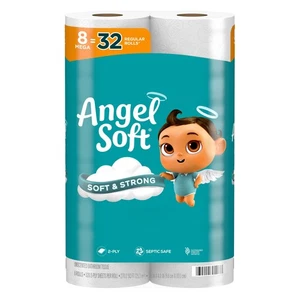 Papel higiénico Angel Soft, 8 mega rollos = 32 rollos regulares, suave y fuerte... - Imagen 1 de 8