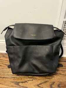 MINA BAIE Kinney Leather DIAPER BACKPACK Black - EUC Inside - Picture 1 of 7