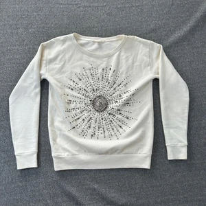 Anthropologie Burning Torch Sweatshirt creme verziert Damen "XS" passt XL Sonne - Bild 1 von 9