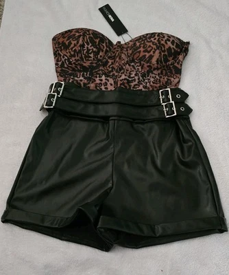 NUEVO CON ETIQUETAS MODA NOVA MAMELUCO LEOPARDO SIN TIRANTES - TALLA S Foto 1 de 4