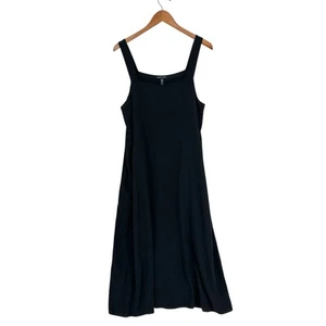 EILEEN FISHER 100% Silk Crepe Maxi Dress Sleeveless Black XL Pockets U422 - Picture 1 of 6