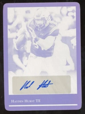 Hayden Hurst 2018 Leaf Ultimate Draft Auto Printing Plate 1992 Black #BG-HH1 - Image 1 of 2