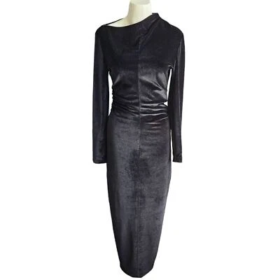 Maxi Vestido Zara Para Mujer Negro Terciopelo Lados Acanalados Forrado Manga Larga Talla Pequeña Nuevo Sin Etiquetas Foto 1 de 4