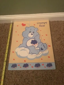 Vintage Care Bears Grumpy Bear Wooden Inlay 5 Piece Puzzle Complete - Picture 1 of 2
