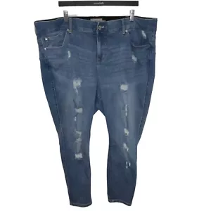 Torrid Bombshell Skinny Distressed Schnurrhaare zerrissene Jeans Medium Wash Gr. 26S gebraucht, in einwandfreiem Zustand - Bild 1 von 15