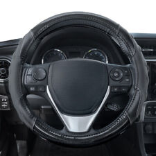 Black Carbon Fiber Steering Wheel Cover Leather Ergonomic Grip by Motor Trend
