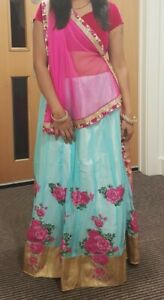 Indian Floral Lengha With Matching Bag Uk 10-12