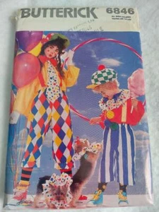 Butterick 6846 Children's Clown Halloween Costume Pattern . Sz 2-14 - Imagen 1 de 2