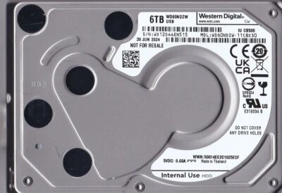 WD60NDZW-11C8XS0 s/n: WX12D4 JUN/2024 Thailand 6TB  2.5" USB 3.0 WESTERN DIGITAL - Image 1 of 4