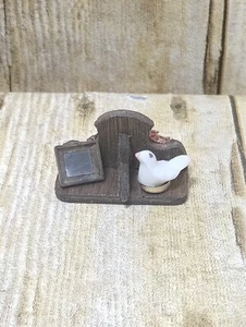 Puppenhaus Miniatur Holz Regal Spiegel & Vogel Figur 3 Teile - Bild 1 von 6