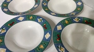Mikasa "Fruit Mural" Serving/Soup Pasta 10 3/4"  Rimmed Bowls Set of 4 - Picture 1 of 6