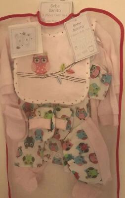 Bebe Bonito Baby 8pcs Gift Set, Newborn ~ Pink With Owl Design - Image 1 of 4
