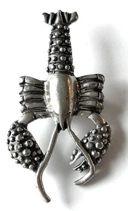 Vintage Möwe Zinn Karabiner Brosche Anstecknadel silberfarben - Bild 1 von 7