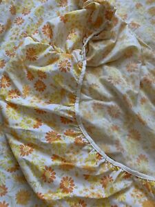 Vintage Full Sheet Fitted Flowers Daisy Yellow Orange Poppies Sunflower Power