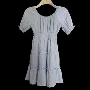 Love Squared Girls Fully Lined Baby Blue Cottage Core Ruffle Dress Size 12 #M - Picture 1 of 6