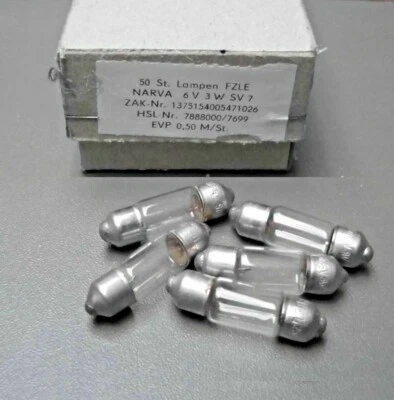 5 x Narva bulb S7 6V 3W Sofitte taillight Kreidler Simson MZ IFA JAWA DKW German Democratic Republic - Image 1 of 2
