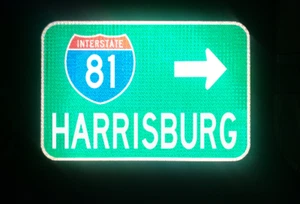 Harrisburg, Interstate 81 Pennsylvania Route Straßenschild 18"x12", Baltimore, York - Bild 1 von 5