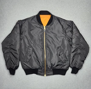 Rothco Jacket Mens Large Black Orange Bomber USAF Flyers Intermediate MA 1 - Picture 1 of 10