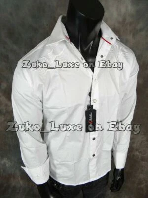 Camisa blanca Absolute Rebellion para hombre Western Rodeo bordada hoja frontal a presión Foto 1 de 4