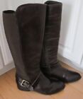 Liz Claiborne Womens Brown Leather Knee High Boots with Stretch 7.5