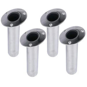 4X Boat 316 Stainless Steel Fishing Rod Holder 15 Degree Flush Mount with Drain - Picture 1 of 7