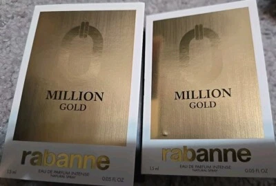  Paco Rabanne One Million GOLD Eau de PARFUM INTENSO 0,05 oz 1,5 ml muestra X2 Foto 1 de 2