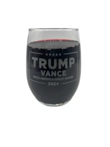 Donald TRUMP VANCE '24 Election Stemless Wine Glass Engraved Republican MAGA - Picture 1 of 1