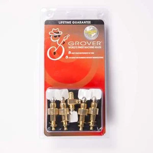 Grover 122G5 Geared Banjo Pegs. Set of 5, Gold Square Pearloid buttons - Picture 1 of 3