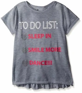 Dream Star Girls' Short Sleeve Screen with High Ruffles In Back, Heather Grey, L - Picture 1 of 2