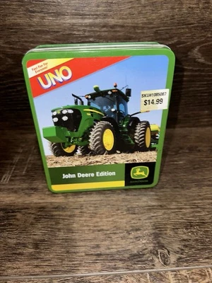 UNO John Deere Edition Collector's Tin Game Missing 2 Cards - Image 1 of 4