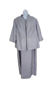 Jessica Howard Woman 2-Piece Dress Set Size 18 Gray Formal Midi Jacket Lagenlook - Picture 1 of 8