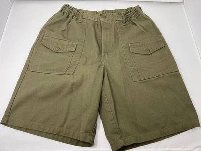 Vintage BSA BOY SCOUTS UNIFORM Canvas SHORTS Mens 33x9 Cargo Made USA Elastic - Image 1 of 4