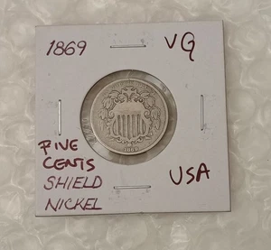 *USA 5c~ Five Cents Union Shield 1869~* VG~ Coin  - Picture 1 of 6