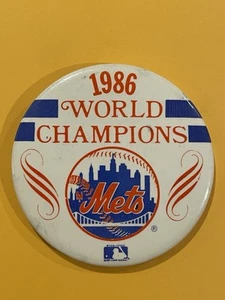 Vintage 1986 New York Mets World Champions Button Pin World Series C - Picture 1 of 3