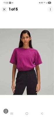 Lululemon Softstreme Gathered Tee Size 8 Dark Pink/Magenta - Image 1 of 4