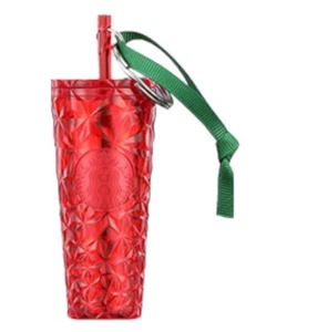 Starbucks Christmas Ornament Key Chain 2023 RED Prism Tumbler Coffee  NEW Sealed - Picture 1 of 3