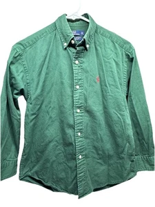 Boys Polo Ralph Lauren Green Button Up Size M Rn 19672 - Picture 1 of 3