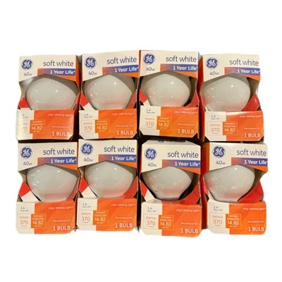 8 PACK - GE 12979 40 Watt Soft White G25 Vanity Globe Lights 370 Lumens - Image 1 of 4