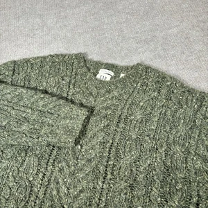 Vintage Gap Sweater Mens L Green Knit 100% Wool Heavyweight Fisherman Hand Knit - Picture 1 of 7