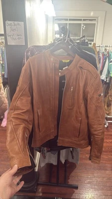 Jaqueta de motociclista masculina média Shima couro marrom bronzeado café corrida - Imagem 1 de 4
