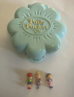 Polly Pocket Vntg Midge's Flower Shop compact Bright 3 Figures Complete Pls Read - Image 1 of 4