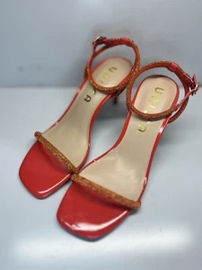 Unisa Women's Unglyn Rhinestone Ankle Strap Sandal in Red Sz 7 - Picture 1 of 12