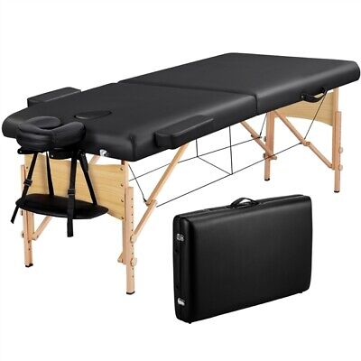 Massage Table Portable Beauty Lash Bed 2 Folding Spa Bed Tattoo Table Bed Black • 77.58€